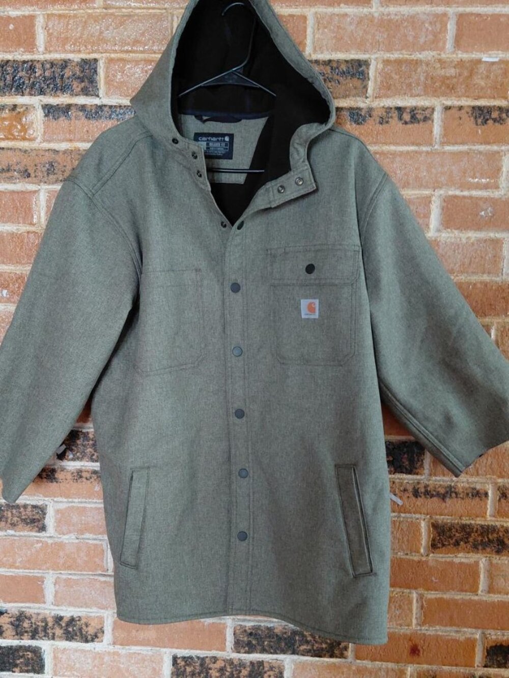 Carhartt Green Moss Rain Defender Hooded Shirt Jac  READ DESCRIPTION